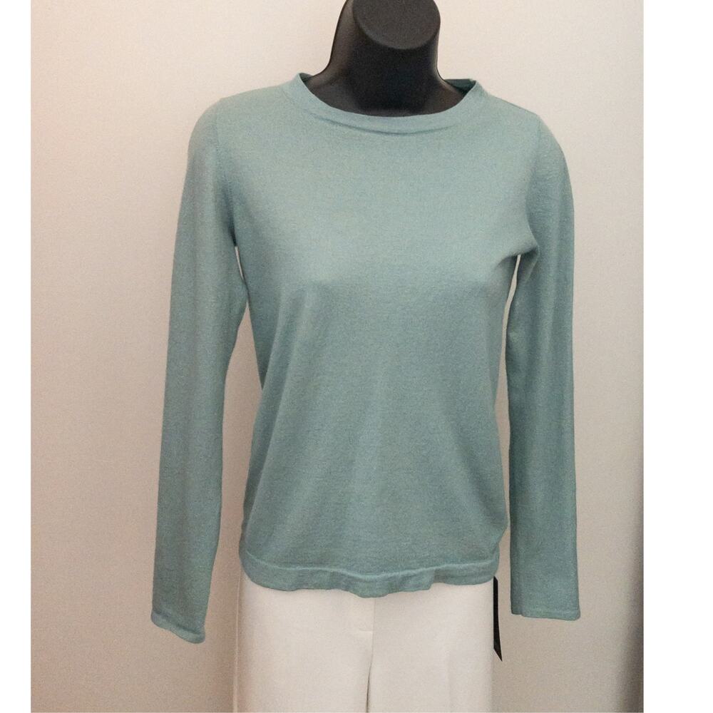 Brunello Cucinelli M41800000 Cashmere Silk Lurex Crewneck Sweater Aqua M Italy